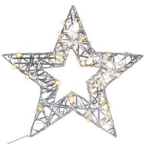 Vianočná hviezda s časovačom- teple biela, 30 LED, 40 cm