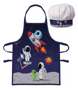 Detská zástera s kuchárskou čiapkou Kozmonauti