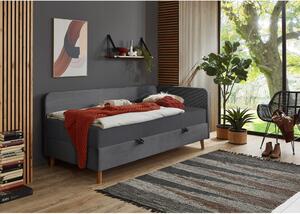 Tmavosivá čalúnená jednolôžková posteľ s úložným priestorom 90x200 cm Cabana – Meise Möbel