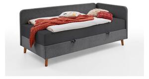 Tmavosivá čalúnená jednolôžková posteľ s úložným priestorom 90x200 cm Cabana – Meise Möbel