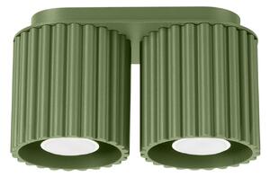 Stropné svietidlo Aura, 2x olivovo zelené hliníkové tienidlo, (10 cm)