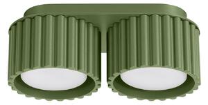 Stropné svietidlo Aura, 2x olivovo zelené hliníkové tienidlo, (6 cm)