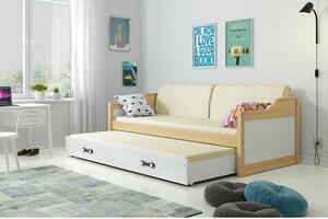 Detská posteľ alebo gauč s výsuvnou posteľou DAVID 200x90 cm Ružová Borovica