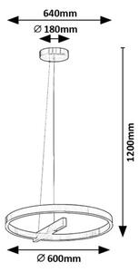 RABALUX 72222 Thrac závesné svietidlo D600mm LED 34W/1700lm 4000K kartáčovaný hliník, biela, ON/OFF