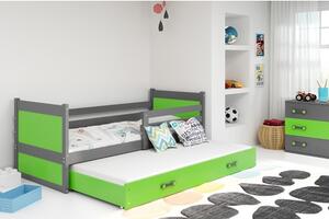 Detská posteľ s výsuvnou posteľou RICO 190x80 cm Šedá Zelená