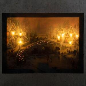 Nexos 86740 Nástenná maľba vianočná krajina, 8 LED, 30 x 40 cm