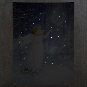 Nástenná maľba anjel strážny, 40 LED, 30 x 40 cm