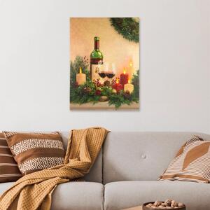 Nexos 86706 Nástenná maľba sviečky s vínom, 5 LED, 30 x 40 cm