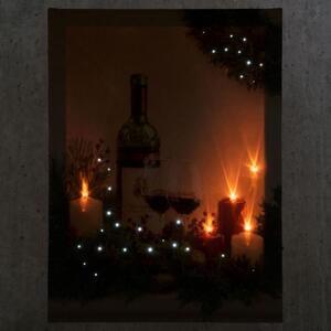 Nexos 86706 Nástenná maľba sviečky s vínom, 5 LED, 30 x 40 cm