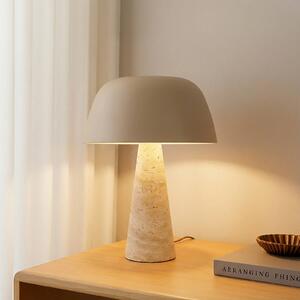 Lindby stolová lampa Magritt, béžová, kov, kameň, 41 cm, Krémová / jantárovo žltá, Obývacia izba / jedáleň, Kameň, Moderný, Stojacie svietidlo