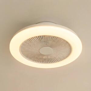Lindby Stropný ventilátor LED Vedin, biely, DC, Ø 45 cm, RGBW, Biela / opálová, Obývacia izba / jedáleň, Plast, Moderný, Závesné svietidlo