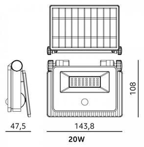 LED solárny reflektor so senzorom NCS G2 LED/20W/3,7V 3000/4000/6500K IP54 2600 mAh