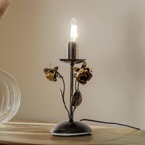 Stolová lampa Carolina, bronzová farba, 1 svetlo, železo, Hnedá / staromosadz, Obývacia izba / jedáleň, kov, Florentský