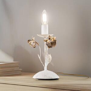 Stolová lampa Carolina, farba slonovej kosti, 1 svetlo, železo, Biela / opálová, Obývacia izba / jedáleň, kov, Florentský