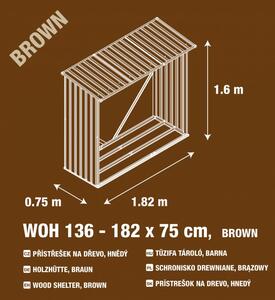 Prístrešok na drevo G21 WOH 136 - 182 x 75 cm, hnedý