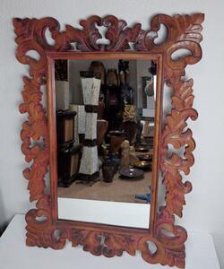 Zrkadlo ROSE, exotické drevo, ručná práca 100x70 cm