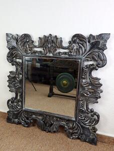 Zrkadlo Queen čierne, 90x90 cm, exotické drevo, ručná práca