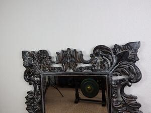 Zrkadlo Queen čierne, 90x90 cm, exotické drevo, ručná práca