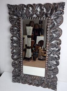 Zrkadlo hnedé tmavé, exotické drevo, ručne vyrezávané,100x 60 cm