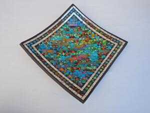 Misa hranatá viacfarebná, 24 cm, keramika, ručná mozaika, Indonézia