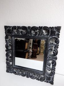 Zrkadlo čierne, hranaté 50x50 cm, drevo