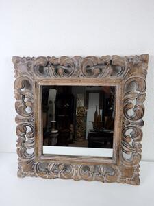 Zrkadlo hranaté hnedé, 50x50 cm, drevo