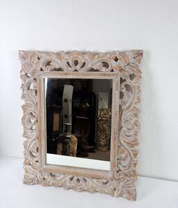Zrkadlo hnedé/bledé hranaté,exotické drevo, ručná práca, 60x50 cm