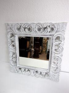 Zrkadlo biele, hranaté 50 x50 cm, drevo