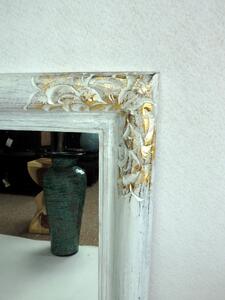 Zrkadlo AMADO bielo zlaté, 80x60 cm, exotické drevo