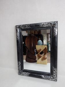 Zrkadlo AMADO, čierne/strieborné, exotické drevo, ručná práca, 80x60 cm