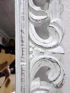 Zrkadlo LUGAR, biele, exotické drevo, ručne vyrezávané, 80x60 cm