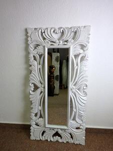 Zrkadlo SIRENE biele, 120x60 cm, exotické drevo, ručná práca