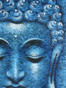 Obraz Budha, ručná maľba, modrý, 80x60 cm