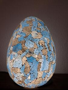 Stolná lampa modrá/sivá EGG , 40 cm, ručná práca