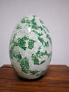 Stolná lampa zelená/biela EGG , 35 cm, ručná práca