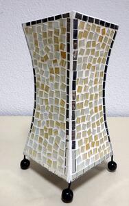 Stolná lampa biela DEWI,30 cm, ručná práca, mozaika