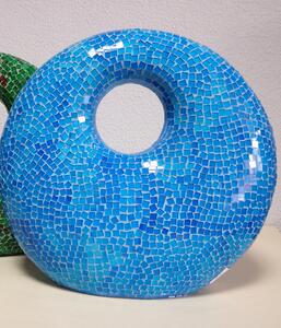 Stolná lampa modrá DONAT XXL, 43 cm, ručná práca, mozaika