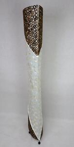 Stojacia lampa DALILA biela, 150cm, pravá perleť a bambus, ručná práca