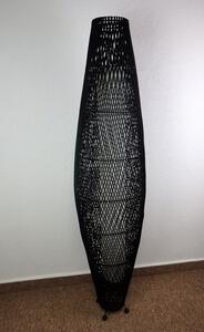 Stojacia lampa RATAN, čierna, 150 cm, ručná práca