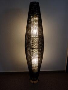 Stojacia lampa RATAN, čierna, 150 cm, ručná práca