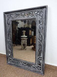 Zrkadlo ORCHID, čierne, exotické drevo, ručná práca, 80x60cm