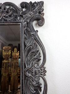 Zrkadlo ROYAL čierna patina, exotické drevo, ručná práca, 120x80 cm