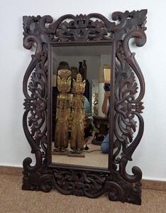 Zrkadlo ROYAL hnedá tmavá, exotické drevo, ručná práca 120x80 cm