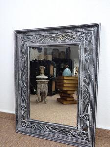 Zrkadlo ORCHID, čierne, exotické drevo, ručná práca, 80x60cm
