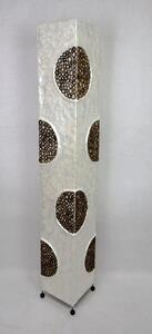 Stojacia lampa MIRABELLA , biela,perleť a bambus, ručná práca, 150 cm