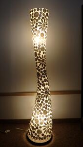 Stojacia lampa PRINCESS - kvety, biela, pravá perleť, ručná práca, 150 cm