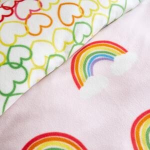 Flanelová detská obliečka na jednolôžko 135x200 cm Rainbow Hearts – Catherine Lansfield