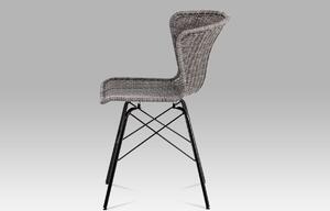 Jedálenská stolička umelý ratan šedý/ nohy čierny kov