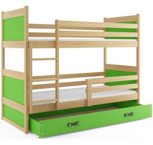 Detská poschodová posteľ RICO 200x90 cm Zelená Borovica
