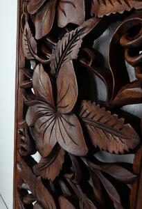 Dekorácia na stenu HYBISCUS hnedý , exotické drevo, ručná práca, 100 cm
